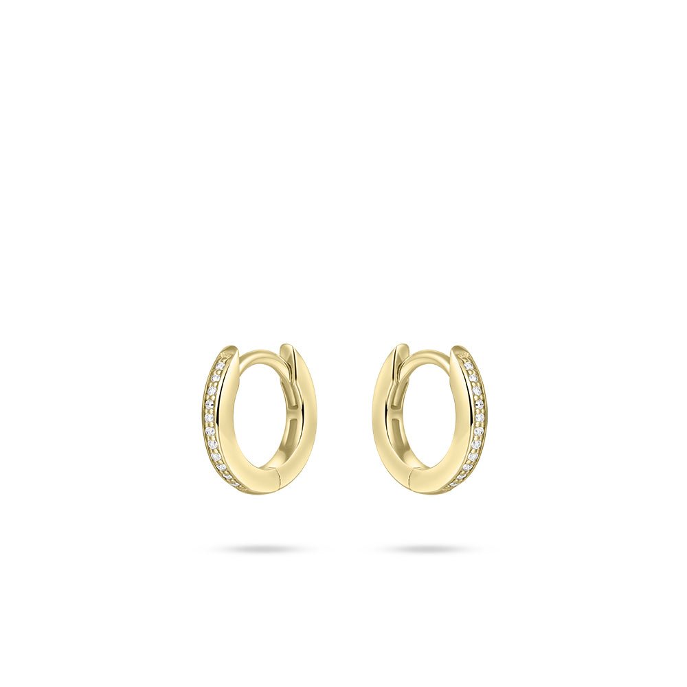 Gold Vermeil 12mm Round Cubic Zirconia Huggie Hoop Earrings