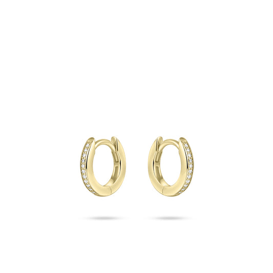 Gold Vermeil 12mm Round Cubic Zirconia Huggie Hoop Earrings