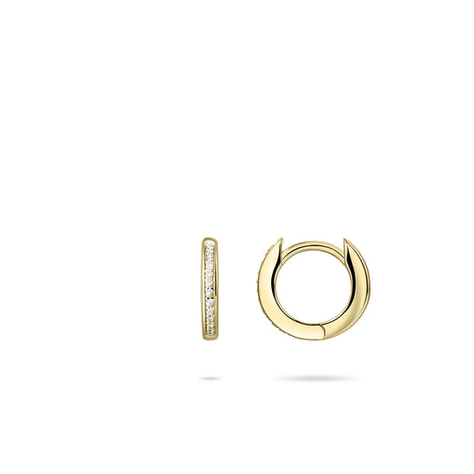 Gold Vermeil 12mm Round Cubic Zirconia Huggie Hoop Earrings, view 3