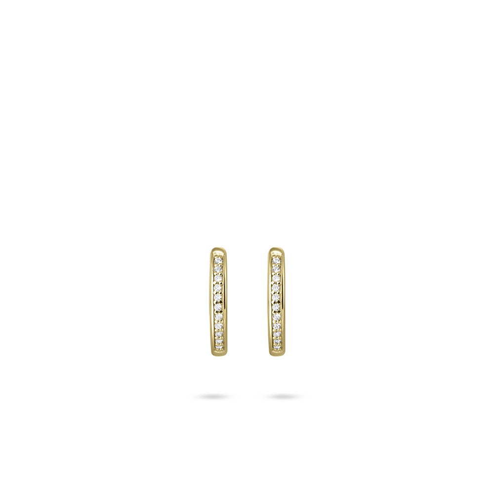 Gold Vermeil 12mm Round Cubic Zirconia Huggie Hoop Earrings, view 4