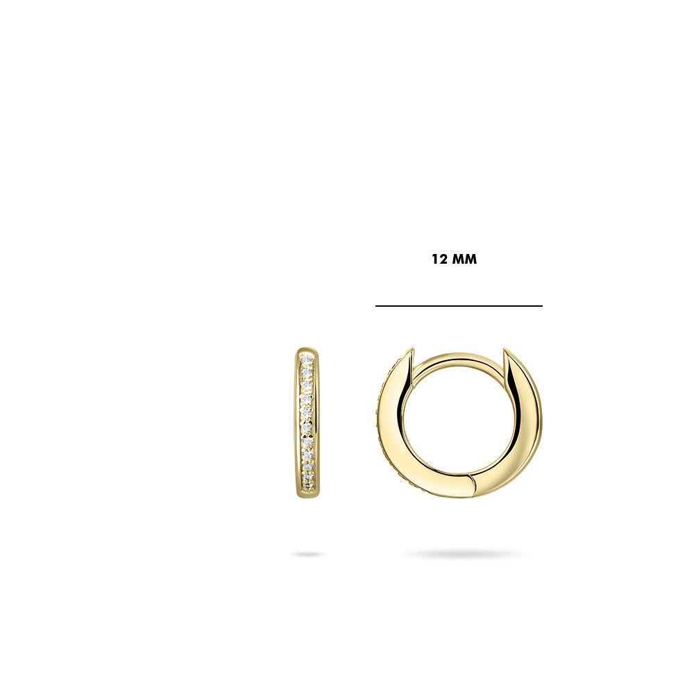 Gold Vermeil 12mm Round Cubic Zirconia Huggie Hoop Earrings, view 5