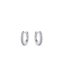 Load image into Gallery viewer, Sterling Silver &amp; Cz 12mm Huggie hoop earrings

