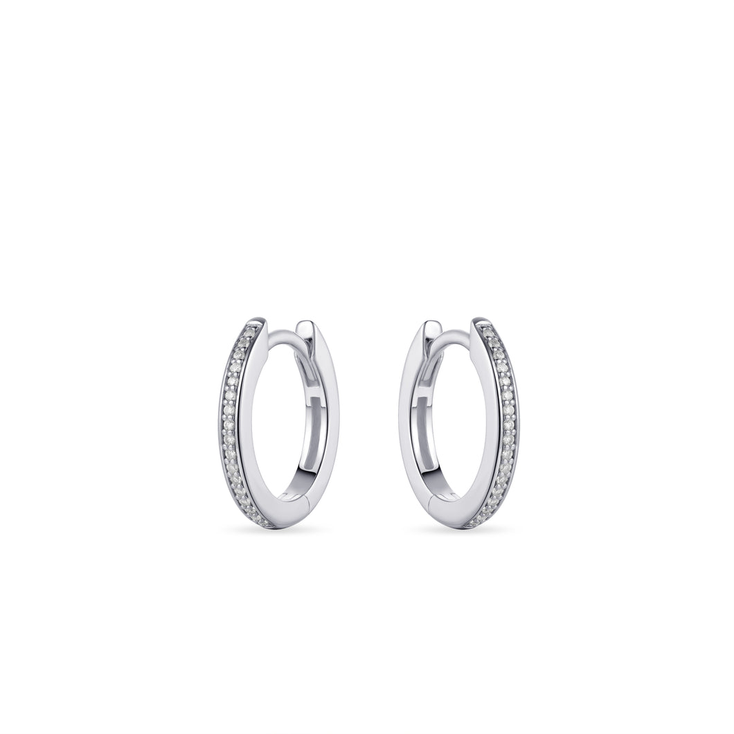Sterling Silver & Cz 15mm Huggie hoop earrings