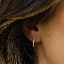 Load image into Gallery viewer, Sterling Silver &amp; Cz 15mm Huggie hoop earrings
