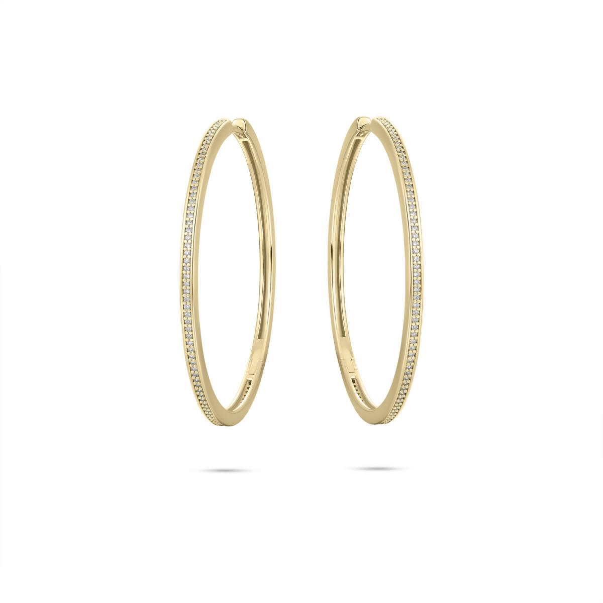 Gold Vermeil 40mm Round Cubic Zirconia Huggie Hoop Earrings