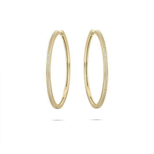 Gold Vermeil 40mm Round Cubic Zirconia Huggie Hoop Earrings
