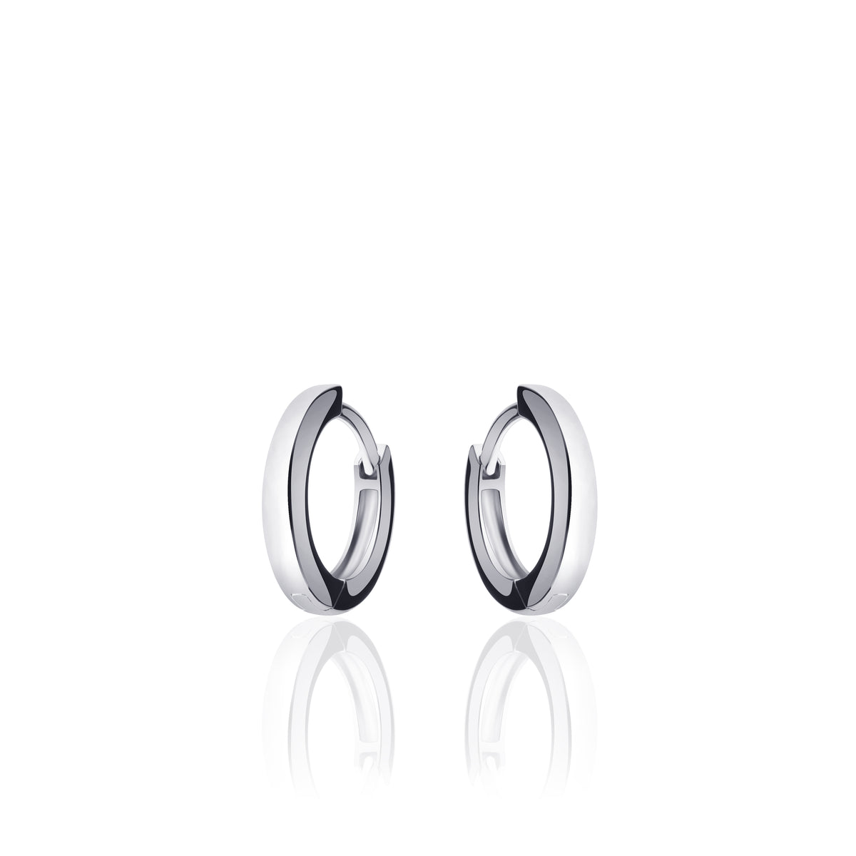 Small 13.5mm Sterling Silver round Huggie hoop earrings, view 4