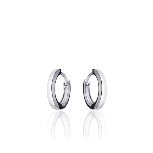 Small 13.5mm Sterling Silver round Huggie hoop earrings, view 4