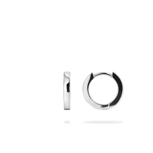 Small 13.5mm Sterling Silver round Huggie hoop earrings