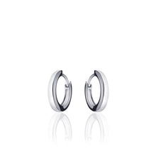 Load image into Gallery viewer, Small 13.5mm Sterling Silver round Huggie hoop earrings
