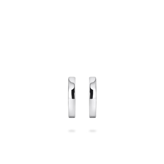 Small 13.5mm Sterling Silver round Huggie hoop earrings, view 2