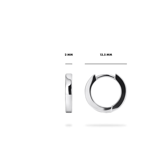 Small 13.5mm Sterling Silver round Huggie hoop earrings, view 3