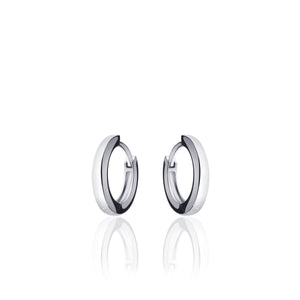 Small 13.5mm Sterling Silver round Huggie hoop earrings