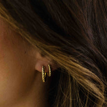 Load image into Gallery viewer, Sterling Silver vermeil twisted Huggie earrings

