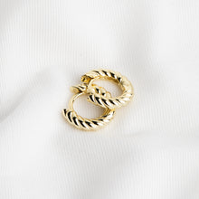 Load image into Gallery viewer, Sterling Silver vermeil twisted Huggie earrings
