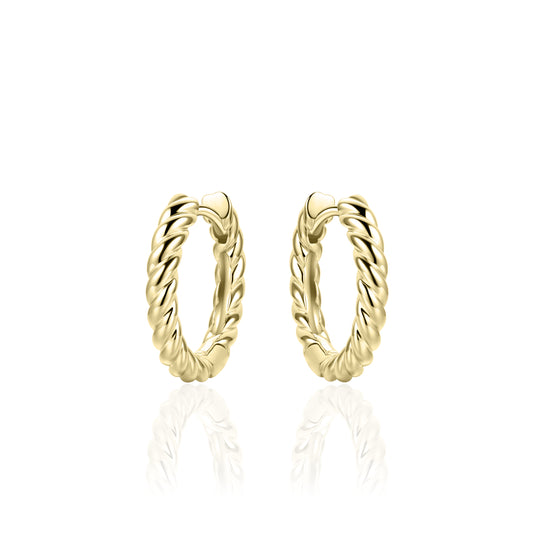 Gold Vermeil Twisted Huggie Hoop Earrings - Medium