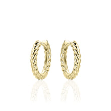 Load image into Gallery viewer, Sterling Silver vermeil large twisted Huggie earrings
