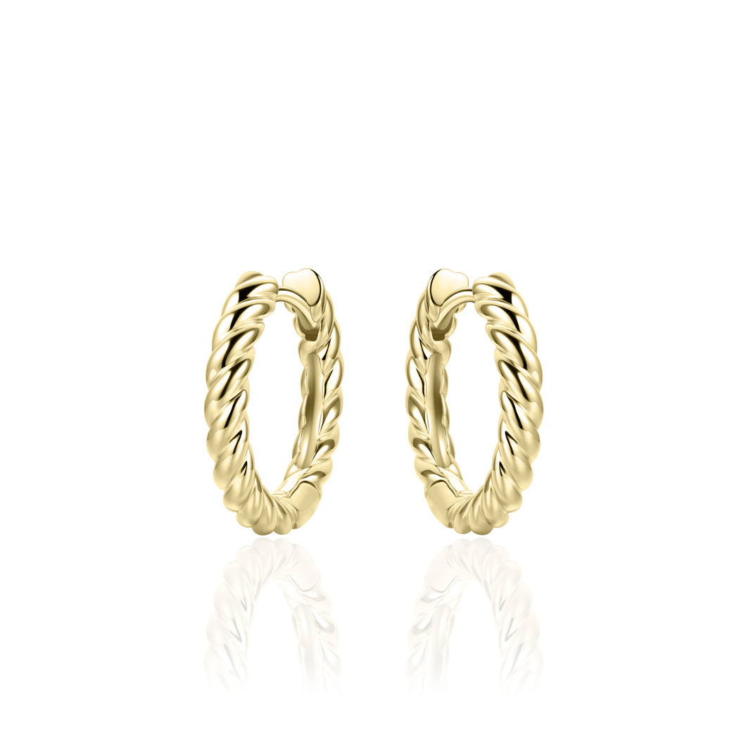 Sterling Silver vermeil large twisted Huggie earrings