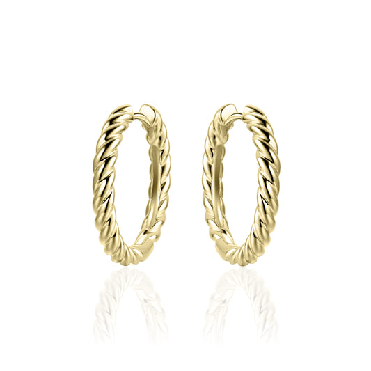 Gold Vermeil Twisted Huggie Hoop Earrings - Large