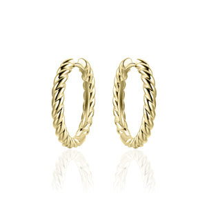 Sterling Silver vermeil large 22mm twisted Huggie earrings