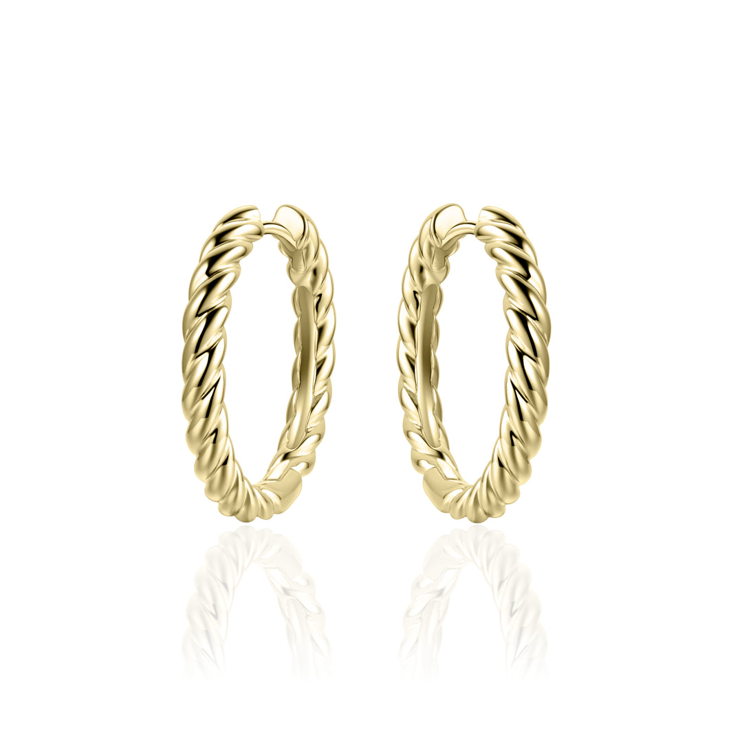 Sterling Silver vermeil large 22mm twisted Huggie earrings