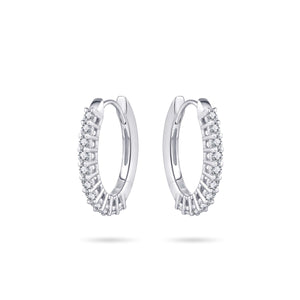 Sterling Silver round cz set Huggie hoop earrings