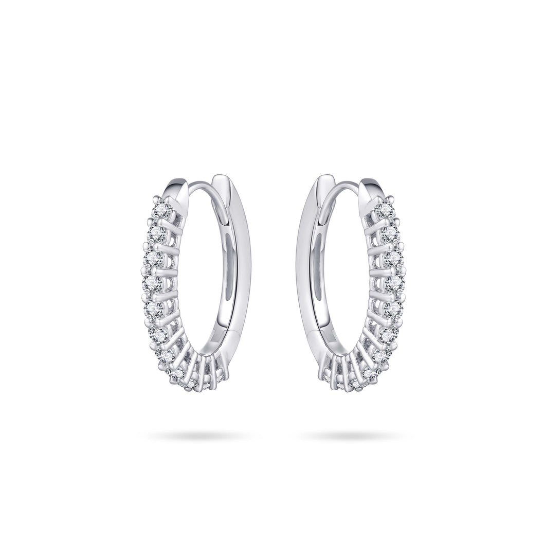 Sterling Silver round cz set Huggie hoop earrings