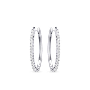 Sterling Silver large round cz set Huggie hoop earrings