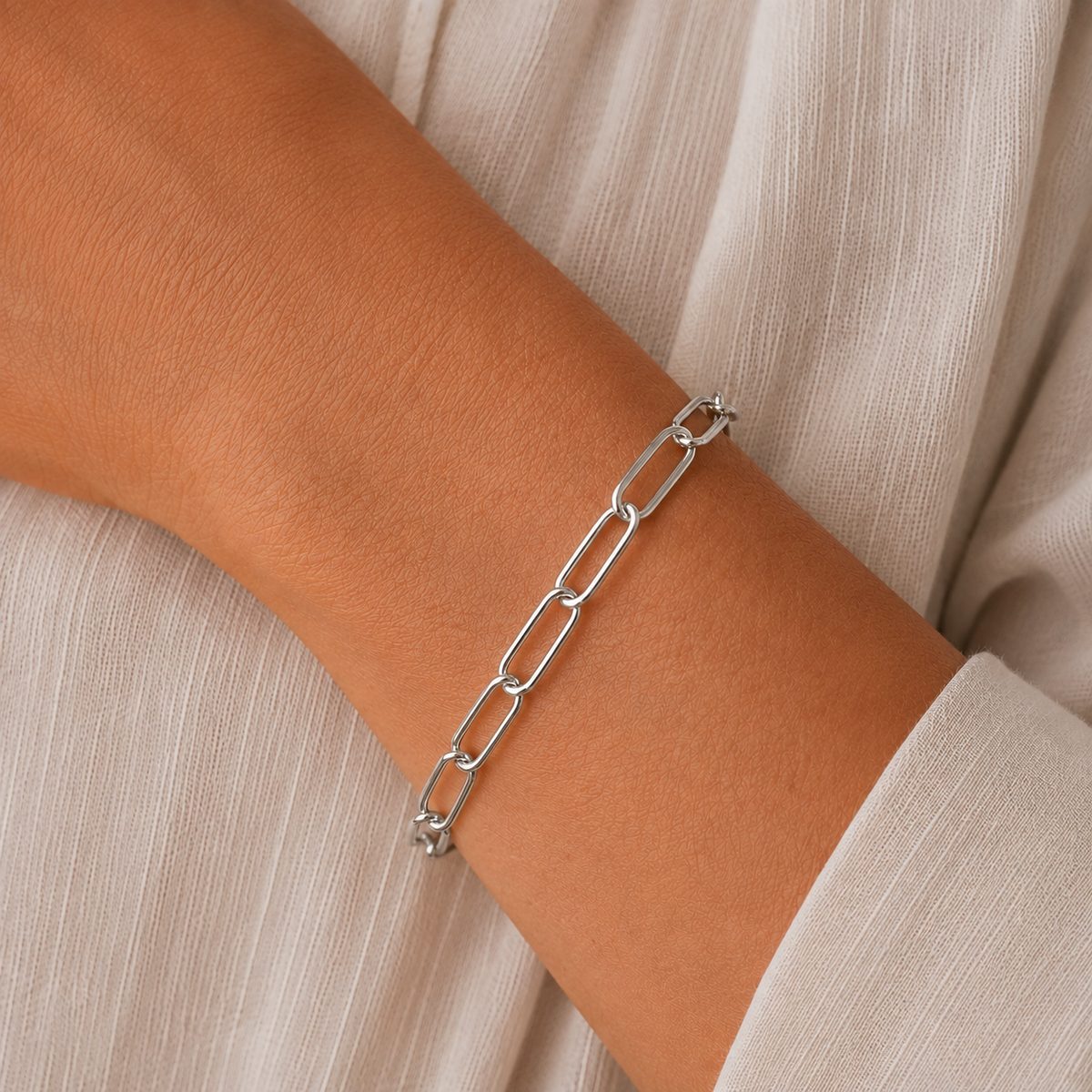 Sterling Silver Paperclip Link Bracelet, view 2