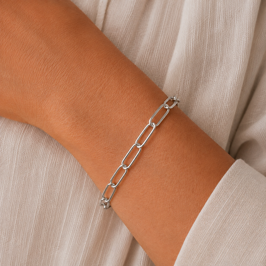 Sterling Silver Paperclip Link Bracelet, view 2