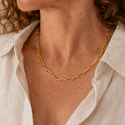 Gold Vermeil Paperclip Link Necklace, view 2