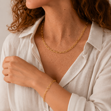 Load image into Gallery viewer, Gold Vermeil Paperclip Link Bracelet

