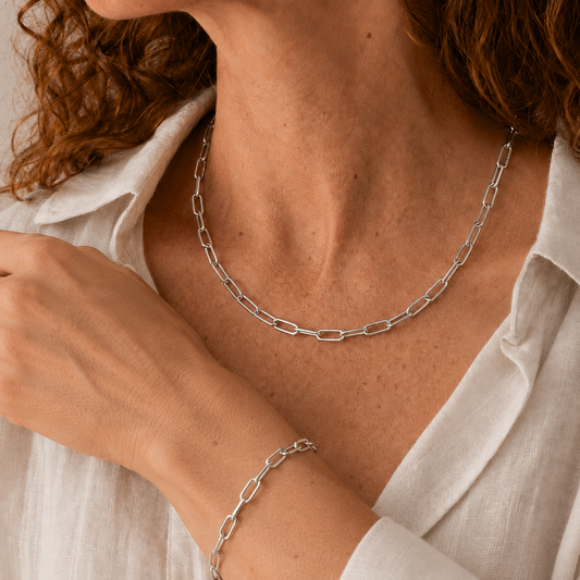 Sterling Silver Paperclip Link Necklace, view 3