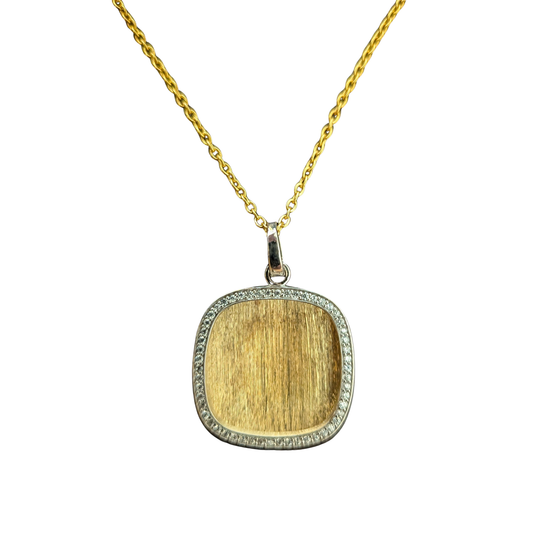 Gold Vermeil Cubic Zirconia Square Pendant