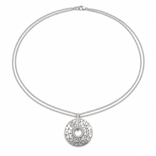 Load image into Gallery viewer, Sterling Silver Cubic Zirconia Lattice Circle Pendant Necklace
