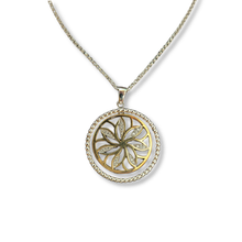 Load image into Gallery viewer, Sterling Silver and Gold Vermeil Floral Pendant Necklace with Cubic Zirconia
