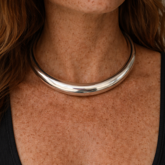 Sterling Silver Statement Collar Necklace, view 2