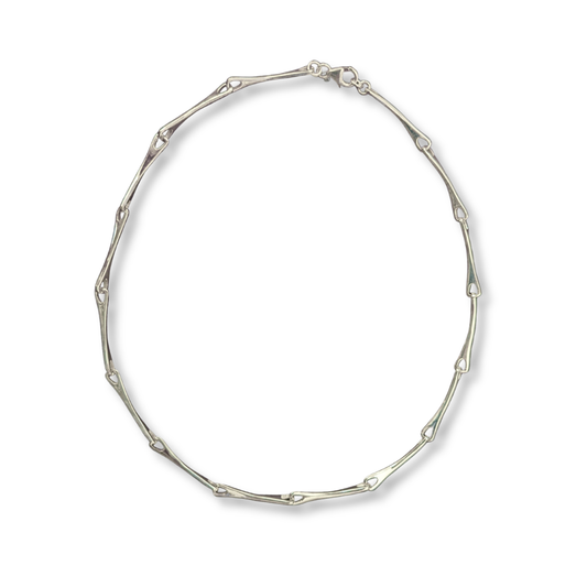 Sterling Silver Bone Link Sculptural Necklace