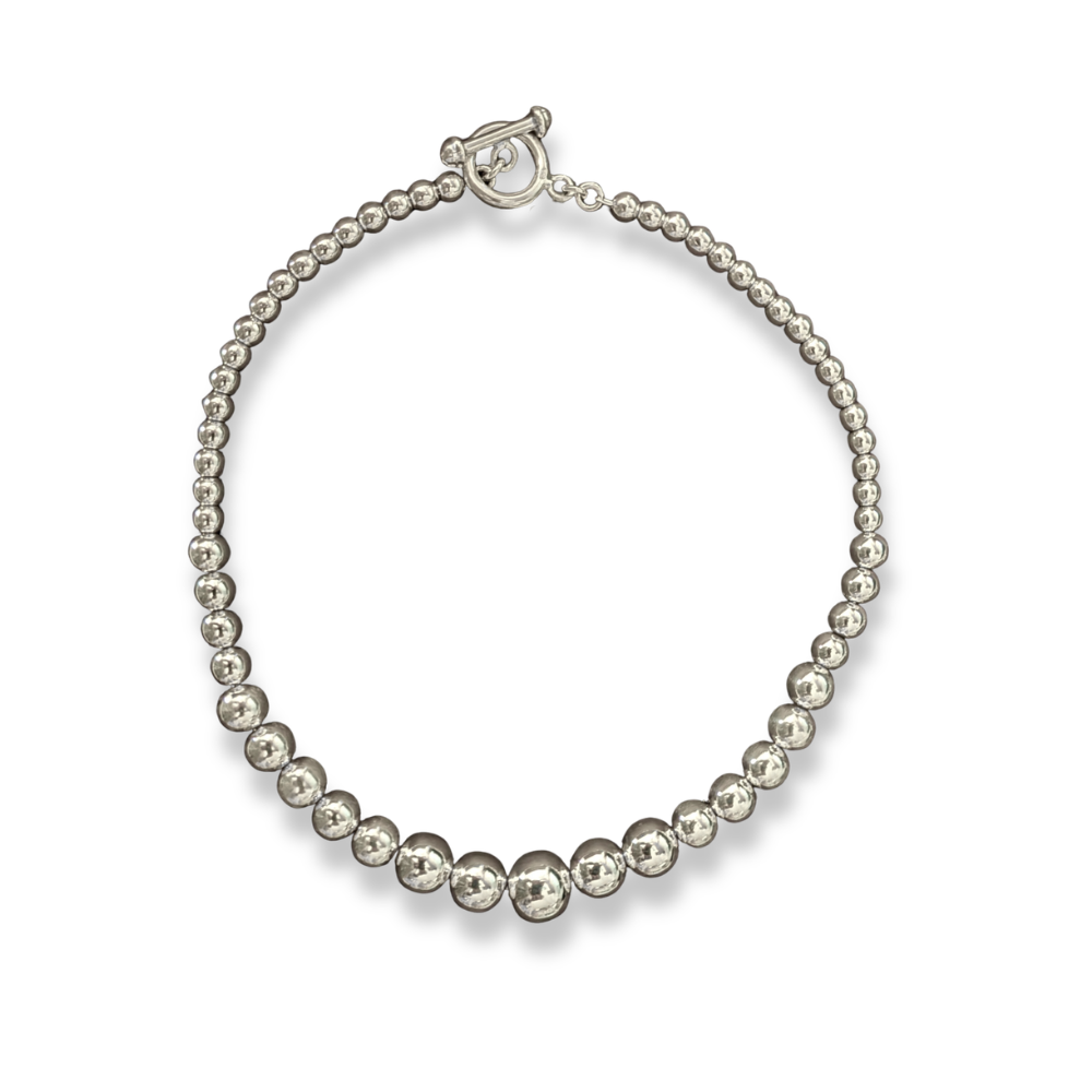 Sterling Silver Graduated Orb Statement Necklace