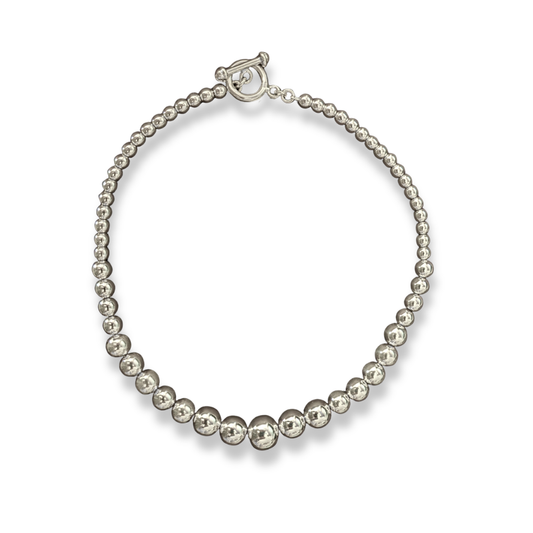 Sterling Silver Graduated Orb Statement Necklace