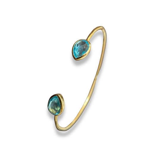 Gold Vermeil Blue Topaz Torque Bangle, view 3