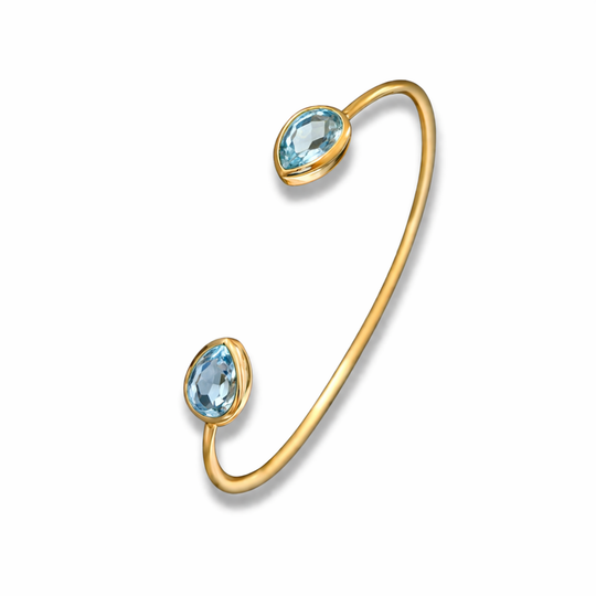 Gold Vermeil Blue Topaz Torque Bangle