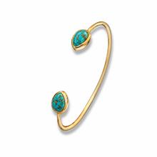 Load image into Gallery viewer, Gold Vermeil Turquoise Torque Bangle
