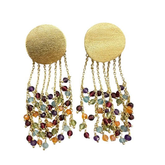 Gold Vermeil Multi-Stone Drop Earrings, view 2