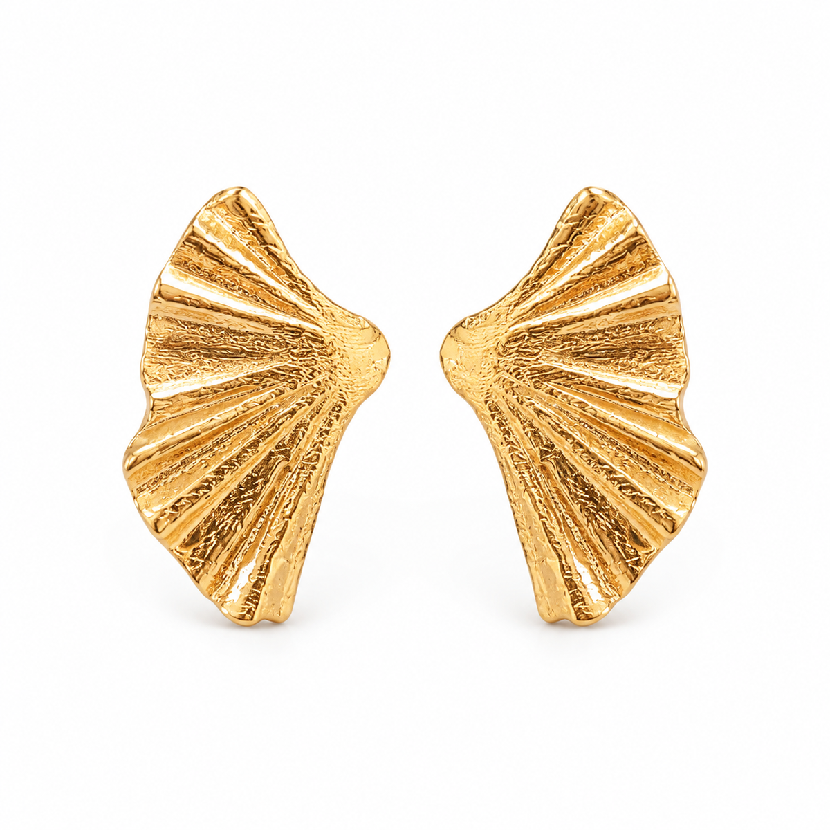 Gold Vermeil Fan Stud Earrings
