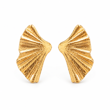 Load image into Gallery viewer, Gold Vermeil Fan Stud Earrings
