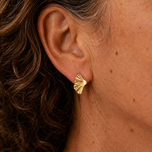 Load image into Gallery viewer, Gold Vermeil Fan Stud Earrings
