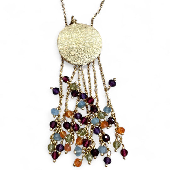 Gold Vermeil Multi-Gemstone Cascade Small Pendant Necklace