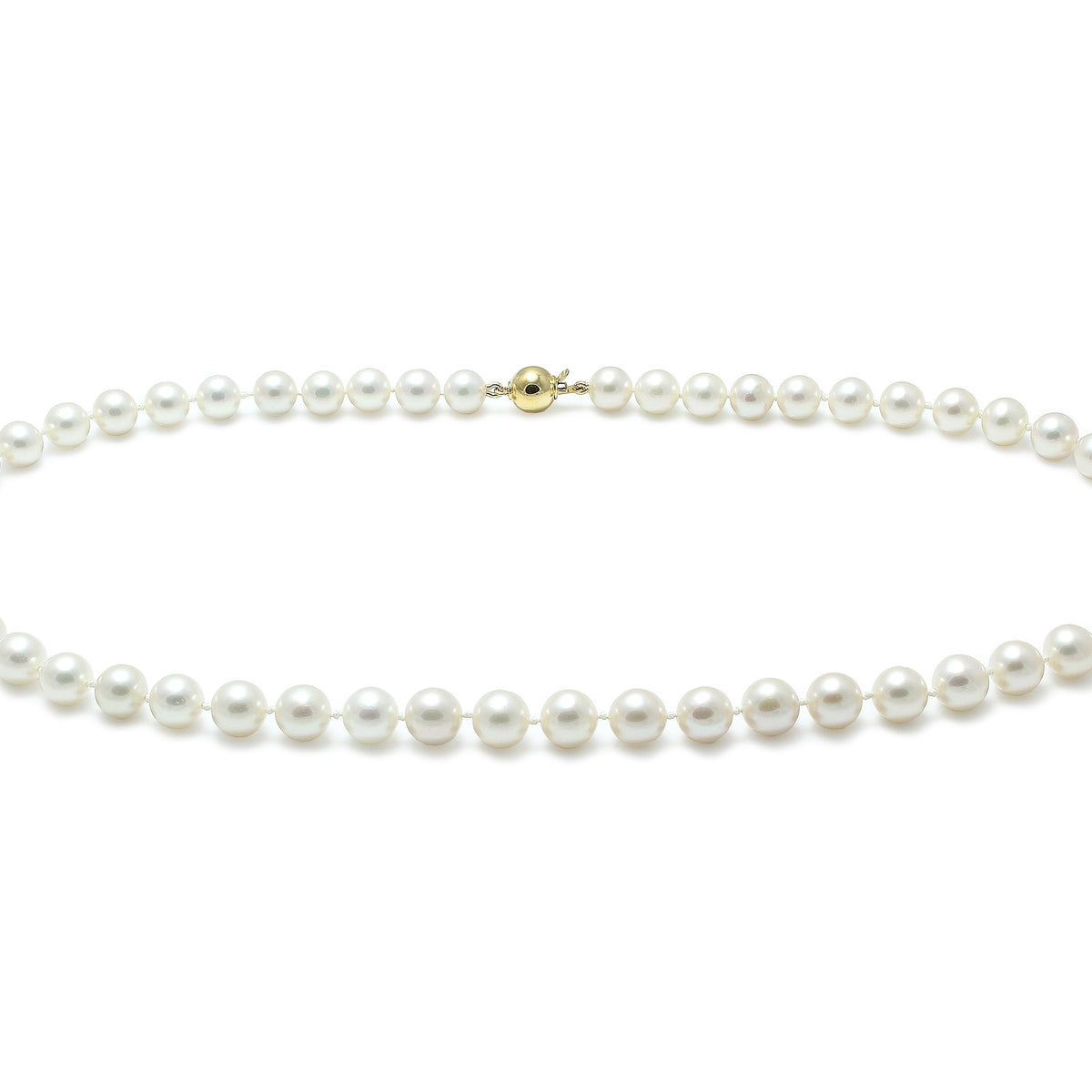 7mm Cultured Pearl Necklace with 9ct Yellow Gold clasp, view 2