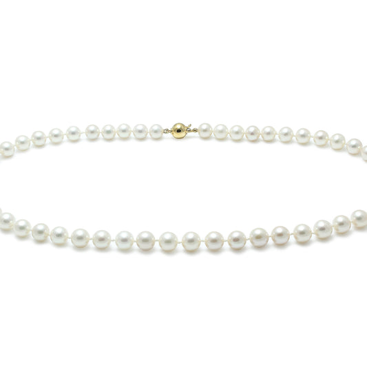 7mm Cultured Pearl Necklace with 9ct Yellow Gold clasp, view 2
